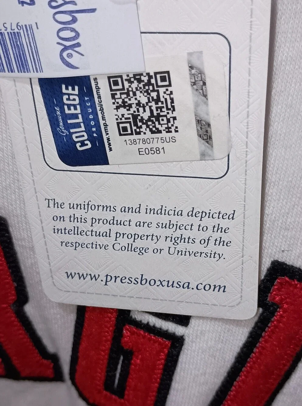 Pressbox White and Red Georgia Bulldogs Raglan Sweatshirt New With Tags Medium
